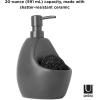 Umbra Joey, Matte Ceramic Liquid Soap Dispenser with Sponge Caddy, Ideal for Kitchen or Bathroom Use, Charcoal(Charcoal)