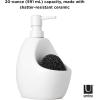 Umbra Joey, Matte Ceramic Liquid Soap Dispenser with Sponge Caddy, Ideal for Kitchen or Bathroom Use, Charcoal(White)
