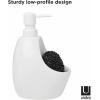 Umbra Joey, Matte Ceramic Liquid Soap Dispenser with Sponge Caddy, Ideal for Kitchen or Bathroom Use, Charcoal(White)