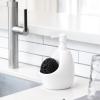 Umbra Joey, Matte Ceramic Liquid Soap Dispenser with Sponge Caddy, Ideal for Kitchen or Bathroom Use, Charcoal(White)