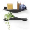 Umbra Surf Shelf Set of 2 – Sand Metal Floating Shelves for Wall Storage & Décor, Modern Wave Design, 100% Steel, Holds 15 lbs. Each, Easy Installation Shelving for Bedroom, Living Room & Office(Black)