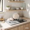 Umbra UDRY Rack and Microfiber Dish Drying Mat-Space-Saving Lightweight Design Folds Up for Easy Storage, Mini, Charcoal(Charcoal)