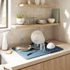 Umbra UDRY Rack and Microfiber Dish Drying Mat-Space-Saving Lightweight Design Folds Up for Easy Storage, Mini, Charcoal(Denim)