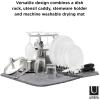 Umbra UDRY Rack and Microfiber Dish Drying Mat-Space-Saving Lightweight Design Folds Up for Easy Storage, Mini, Charcoal(Gray)