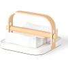 Umbra Bellwood Paper Towel Holder for Kitchen Countertop, with Real Wood Stand and Weighted Metal Base, White/Natural(White/Natural)