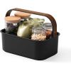 Umbra Bellwood Stackable Storage Bin, Multipurpose Caddy Organizer, 11 x 7 in, White/Natural(Black/Walnut)