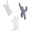 Umbra Buddy Wall Hooks – Decorative Wall Mounted Coat Hooks for Hanging Coats, Scarves, Bags, Purses, Backpacks, Towels and More, Set of 3, White(Gray)