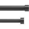 Umbra Cappa Double Curtain Rod, Includes 2 Matching Finials, Brackets & Hardware, 120 to 180-Inch, Black(Black)