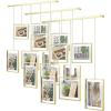 Umbra Exhibit Picture Frame Gallery Set, Adjustable Wall Collage Displays Five Photos (Two 4×6 and Three 5×7), Set of 5, Gold(Pack of 3)