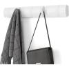 Umbra Flip Wall-Mounted Coat Rack with 3 Hooks – Modern, Space-Saving Storage for Hats, Jackets, Bags, Entryway, Mudroom, Closet, Bathroom, Bedroom – Natural/Nickel(White/White)