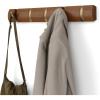 Umbra Flip Wall-Mounted Coat Rack with 3 Hooks – Modern, Space-Saving Storage for Hats, Jackets, Bags, Entryway, Mudroom, Closet, Bathroom, Bedroom – Natural/Nickel(Walnut/Gold)