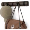 Umbra Flip Wall-Mounted Coat Rack with 3 Hooks – Modern, Space-Saving Storage for Hats, Jackets, Bags, Entryway, Mudroom, Closet, Bathroom, Bedroom – Natural/Nickel(Walnut/Black)