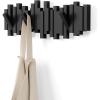 image:imageUmbra Sticks WallMounted Coat Rack Rail Hook with 8 Retractable Pegs  Modern SpaceSaving Storage Organizer WhiteBlack