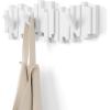 Umbra Sticks Wall-Mounted Coat Rack Rail Hook with 8 Retractable Pegs – Modern, Space-Saving Storage Organizer, White(White)