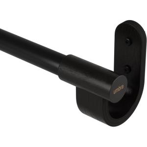 Umbra Bellwood Curtain Rod for Window Drapery, Adjustable Length 42″ to 120″, Set Includes Finials and Mounting Hardware, White/Natural(Black)