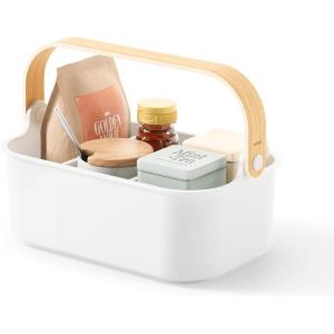 Umbra Bellwood Stackable Storage Bin, Multipurpose Caddy Organizer, 11 x 7 in, White/Natural(Natural/White)