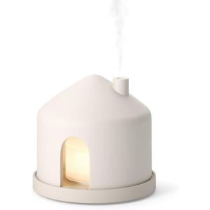 Umbra Casita Diffuser in Sand – Aromatherapy Essential Oil Diffuser with LED Light, Multiple Mist Settings, Automatic Shut-Off, Hidden Storage for Oils, Concrete & Melamine Design for Modern Homes