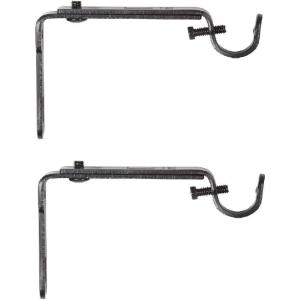 Umbra Curtain Rod Bracket – Adjustable Wall Bracket for Drapery Rod, Set of 2, Black(Black)