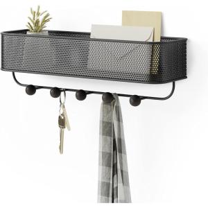 Umbra Estique Entryway Organizer, Great for Storing Keys, Small Accessories, Mail, Wallets and More, Small, Black/Walnut