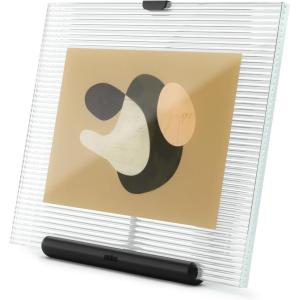 Umbra Flute 5×7 Floating Picture Frame – Modern Glass Photo Frame with Ribbed Backing and Integrated Easel, Tabletop Display for Photos or Artwork – Chrome(Black)