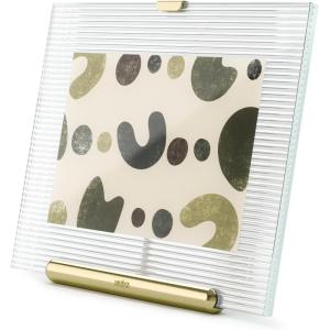 Umbra Flute 5×7 Floating Picture Frame – Modern Glass Photo Frame with Ribbed Backing and Integrated Easel, Tabletop Display for Photos or Artwork – Chrome(Brass)