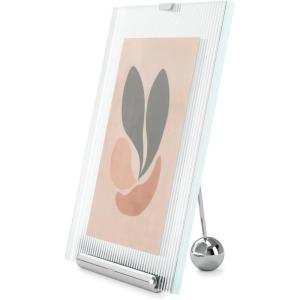 Umbra Flute 5×7 Floating Picture Frame – Modern Glass Photo Frame with Ribbed Backing and Integrated Easel, Tabletop Display for Photos or Artwork – Chrome(Chrome)