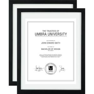 Umbra Frame for Displaying Documents, Diploma, Certificate, Photo or Artwork, 11 x 14 (floats 8-1/2 x 11), Black, 2 Count(11″ x 14″)