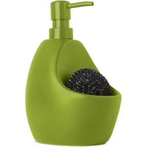 Umbra Joey, Matte Ceramic Liquid Soap Dispenser with Sponge Caddy, Ideal for Kitchen or Bathroom Use, Charcoal(Avocado)