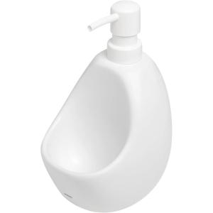 Umbra Joey, Matte Ceramic Liquid Soap Dispenser with Sponge Caddy, Ideal for Kitchen or Bathroom Use, Charcoal(White)