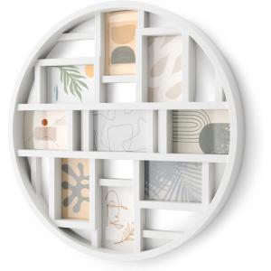 Umbra Luna Collage Picture Frame Holds Nine 4×6 Photos, Large 22-Inch Diameter, White(White)