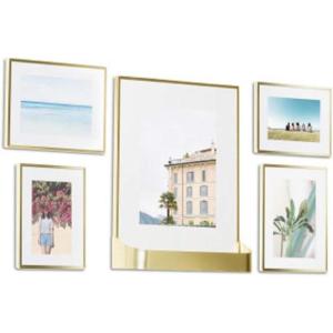 Umbra Matinee Gallery Picture Frame 5 Pack Set, 4×6, 5×7, 8×10, Brass