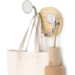 Umbra Melody Wall-Mount Coat Valet Hook, Natural/Nickel(3-Hook)