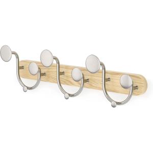 Umbra Melody Wall-Mount Coat Valet Hook, Natural/Nickel(9-Hook)
