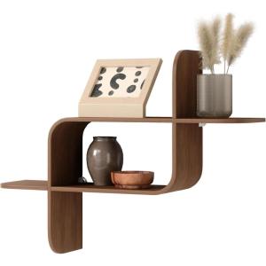 Umbra Montage Wall Shelf, Black(Light Walnut)