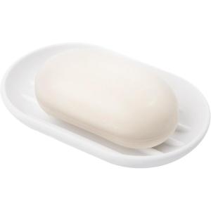 Umbra Touch Soap Dish for Bathroom – Modern Oval Shape for Sink – Durable and Easy to Clean, White(White)
