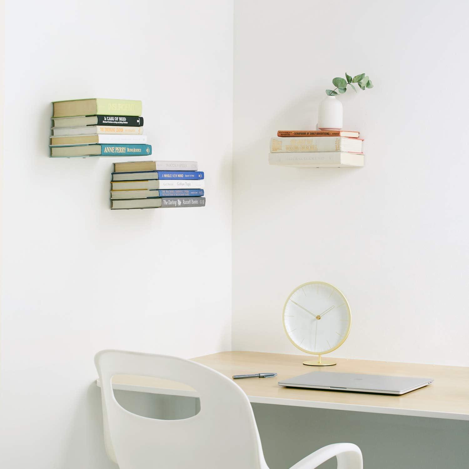 image:imageUUmbra Conceal Sturdy Metal Floating Bookshelf for Wall Set of 3 Large Silver 1005073560Silver