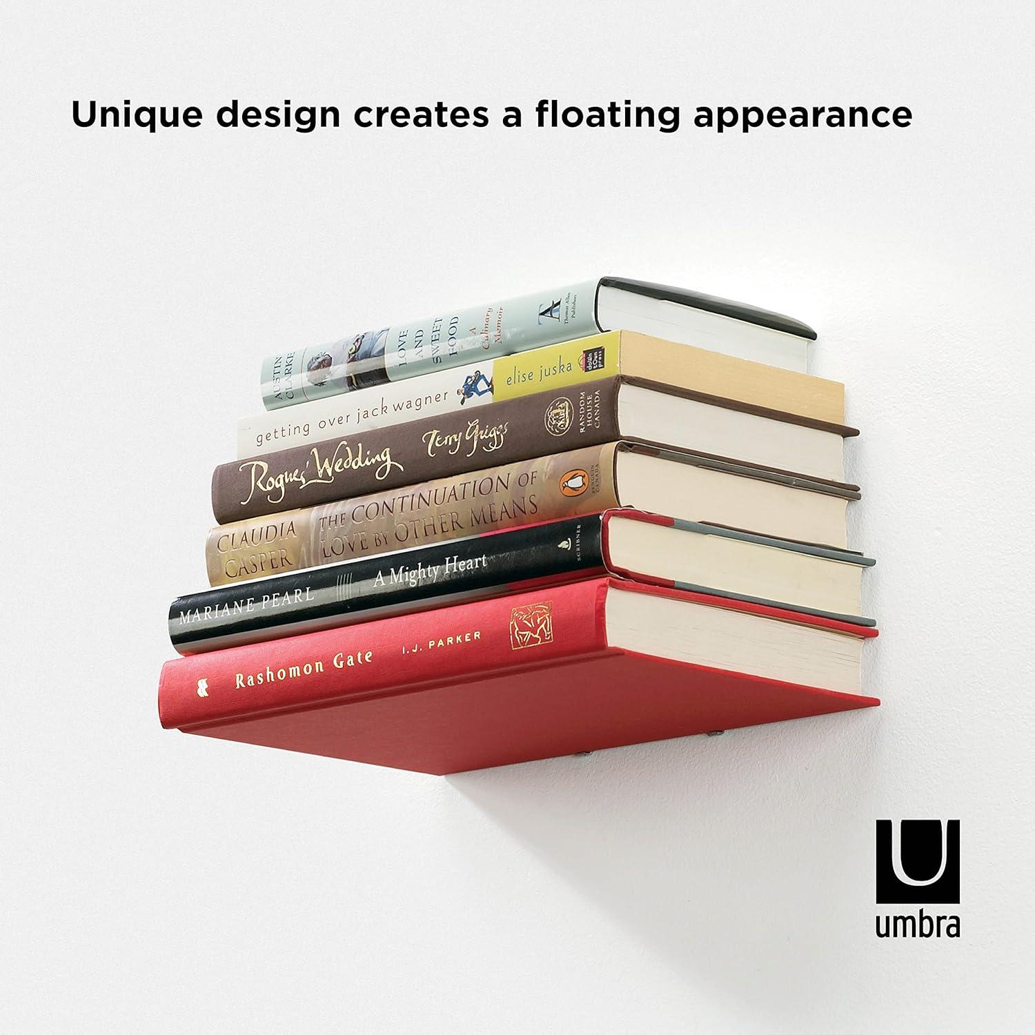 image:imageUUmbra Conceal Sturdy Metal Floating Bookshelf for Wall Set of 3 Large Silver 1005073560Silver
