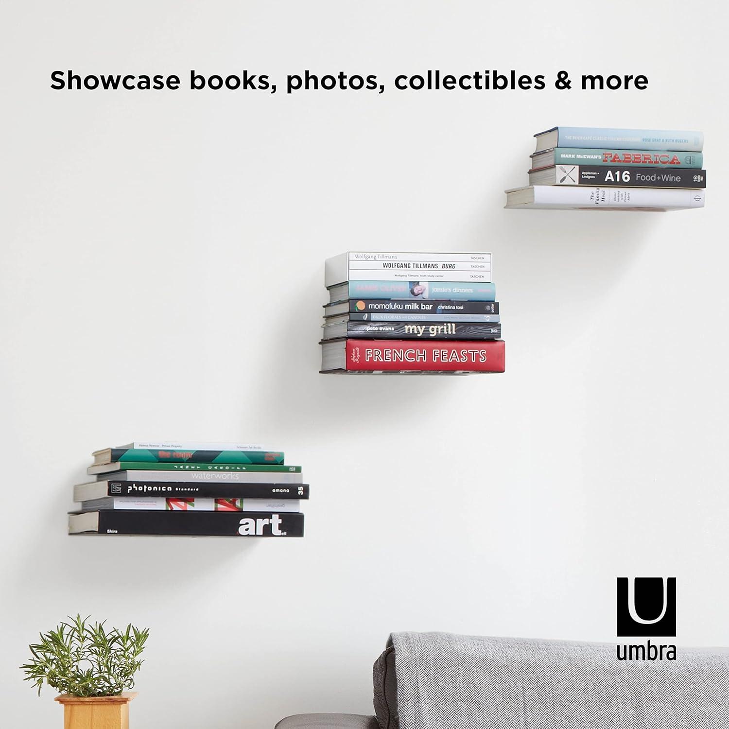 image:imageUUmbra Conceal Sturdy Metal Floating Bookshelf for Wall Set of 3 Large Silver 1005073560Silver