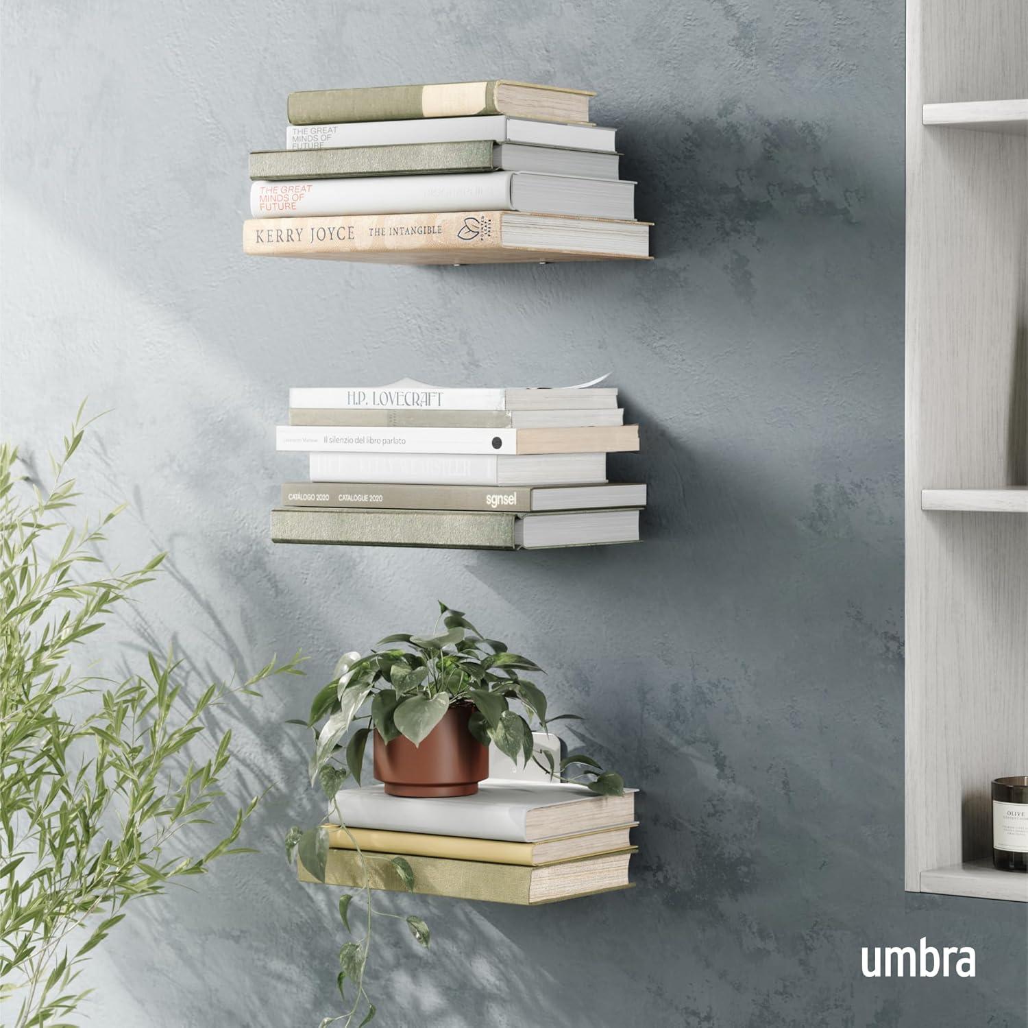 image:imageUUmbra Conceal Sturdy Metal Floating Bookshelf for Wall Set of 3 Large Silver 1005073560Silver
