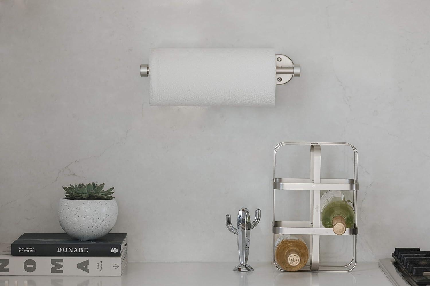 image:imageUmbra 1009237410 Cappa Paper Towel Holder Modern Under Cabinet or Wall Mount Dispenser Horizontal or Vertical 14 L x 4 W x 26 H Nickel Pack of 2Nickel