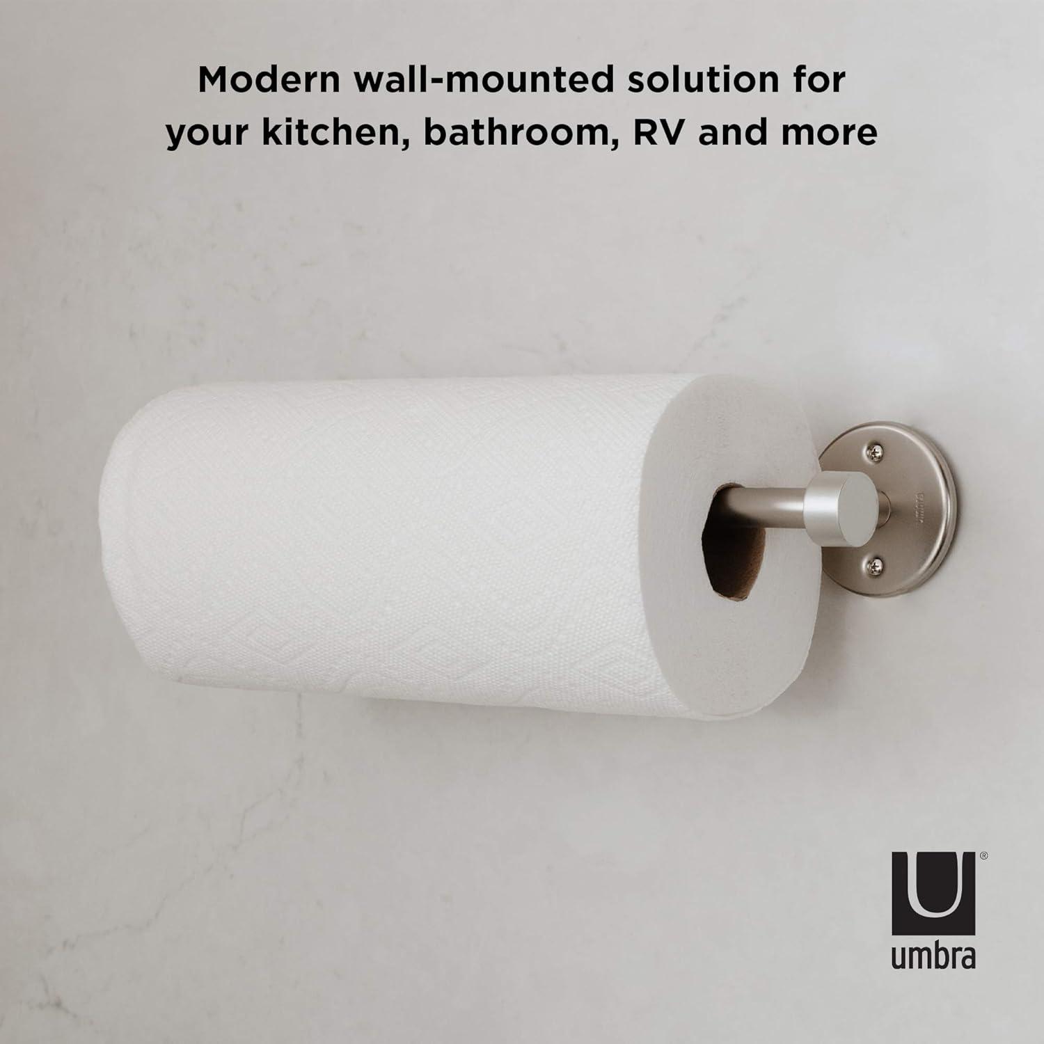 image:imageUmbra 1009237410 Cappa Paper Towel Holder Modern Under Cabinet or Wall Mount Dispenser Horizontal or Vertical 14 L x 4 W x 26 H Nickel Pack of 2Nickel