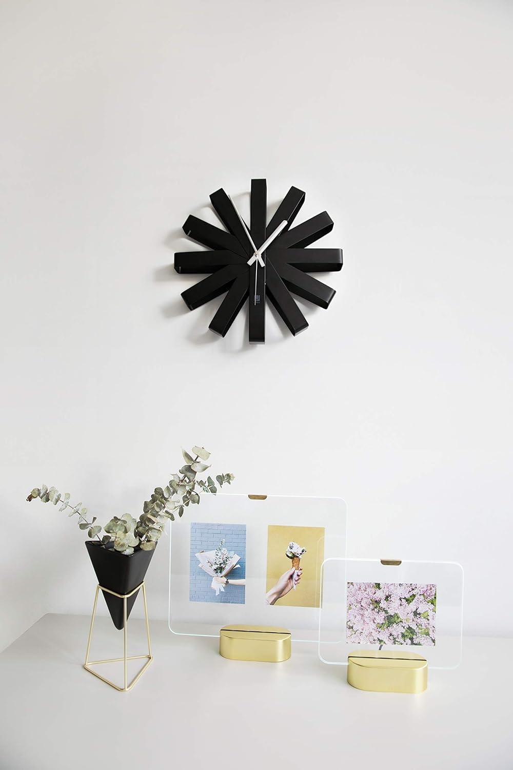 image:imageUmbra 118070040 Ribbon Modern 12inch Battery Operated Quartz Movement Silent Non Ticking Wall Clock BlackBlack