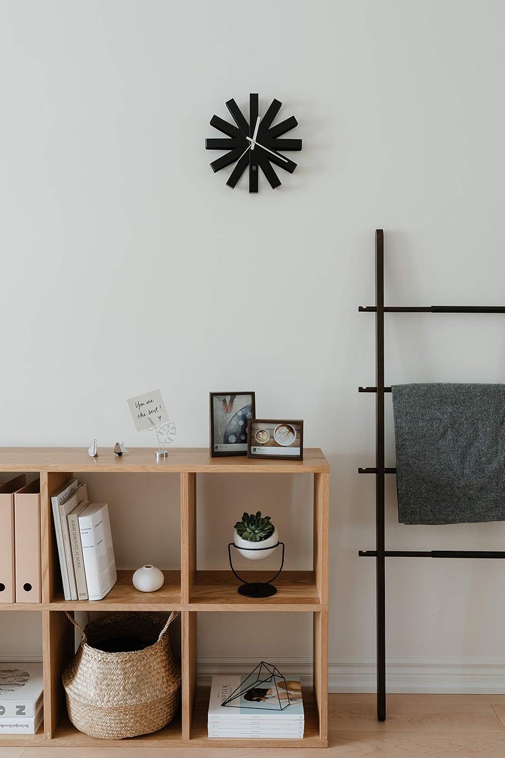 image:imageUmbra 118070040 Ribbon Modern 12inch Battery Operated Quartz Movement Silent Non Ticking Wall Clock BlackBlack