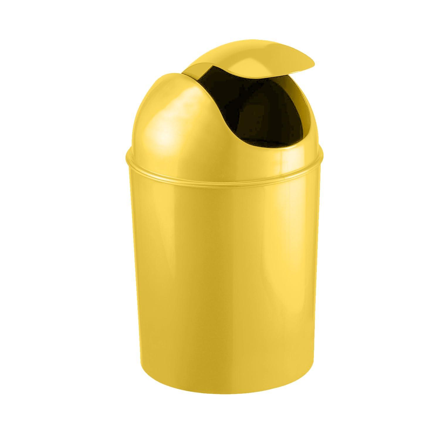 image:imageUmbra 125 Gallon Mini Waste Can with Removable SwingTop Lid Small Garbage Bin for Kitchen Bathroom Bedroom Office Compact Trash Can Fit Under Tables amp Counters LinenYellow