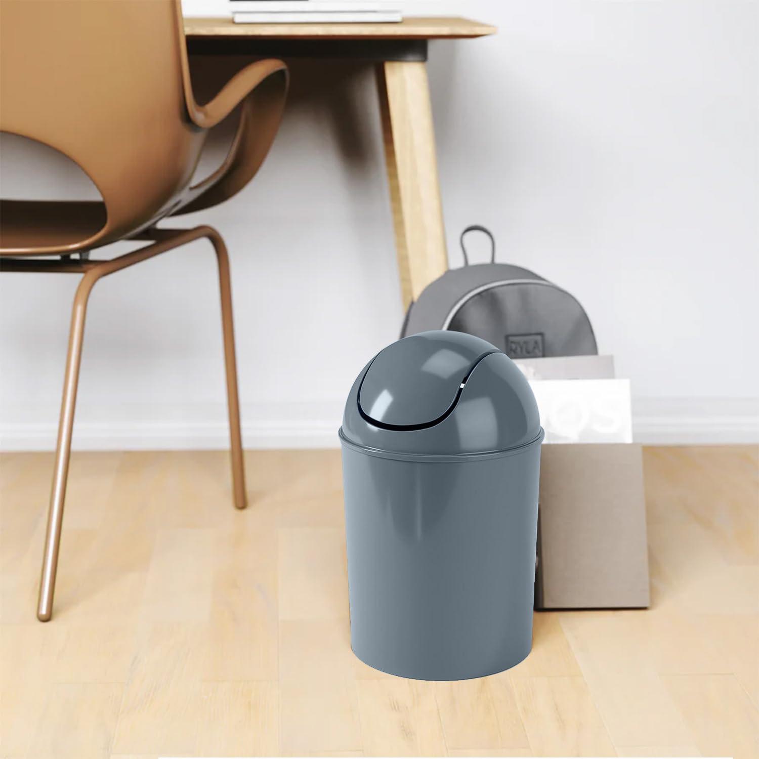 image:imageUmbra 125 Gallon Mini Waste Can with Removable SwingTop Lid Small Garbage Bin for Kitchen Bathroom Bedroom Office Compact Trash Can Fit Under Tables amp Counters LinenSlate Blue