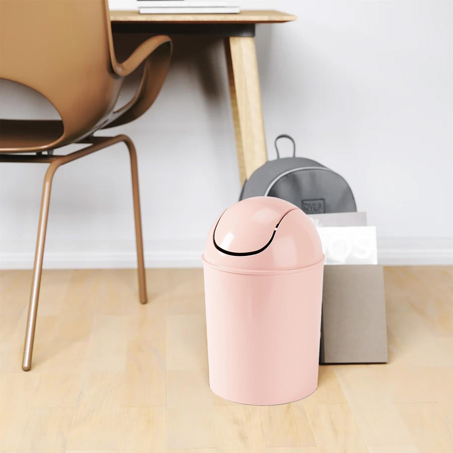 image:imageUmbra 125 Gallon Mini Waste Can with Removable SwingTop Lid Small Garbage Bin for Kitchen Bathroom Bedroom Office Compact Trash Can Fit Under Tables amp Counters LinenPink