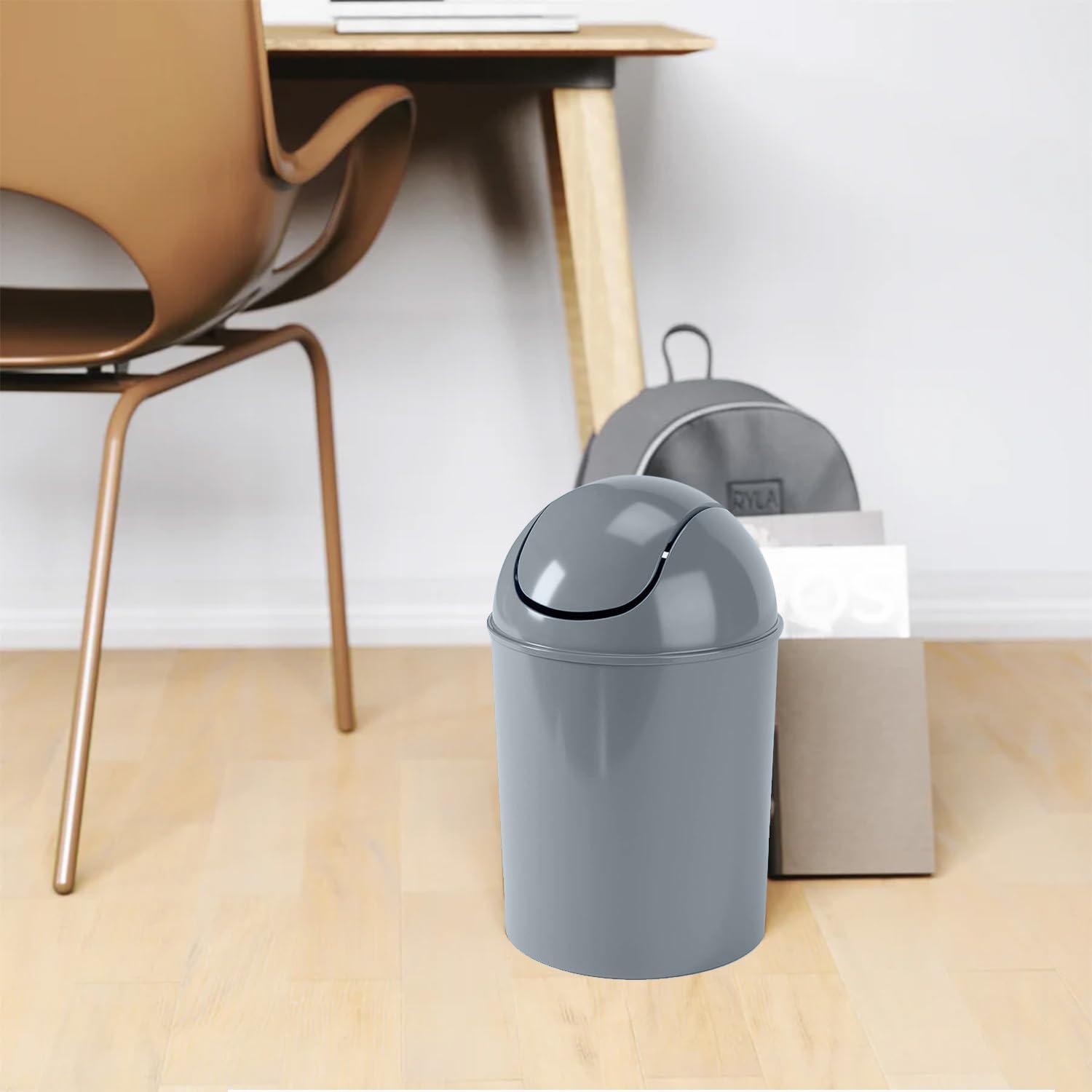 image:imageUmbra 125 Gallon Mini Waste Can with Removable SwingTop Lid Small Garbage Bin for Kitchen Bathroom Bedroom Office Compact Trash Can Fit Under Tables amp Counters LinenSteel Blue
