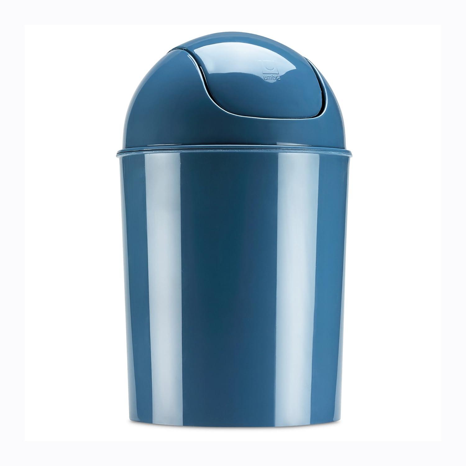 image:imageUmbra 125 Gallon Mini Waste Can with Removable SwingTop Lid Small Garbage Bin for Kitchen Bathroom Bedroom Office Compact Trash Can Fit Under Tables amp Counters LinenBlue