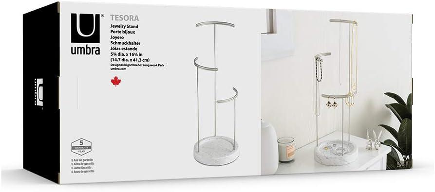 image:imageUmbra 299471491 Tesora 3Tier Jewelry Stand Earring Holder Accessory Organizer and Display WhiteNickelWhiteNickel