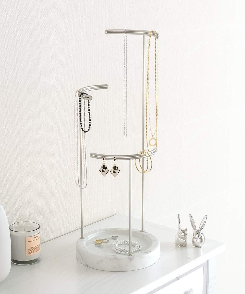 image:imageUmbra 299471491 Tesora 3Tier Jewelry Stand Earring Holder Accessory Organizer and Display WhiteNickelWhiteNickel